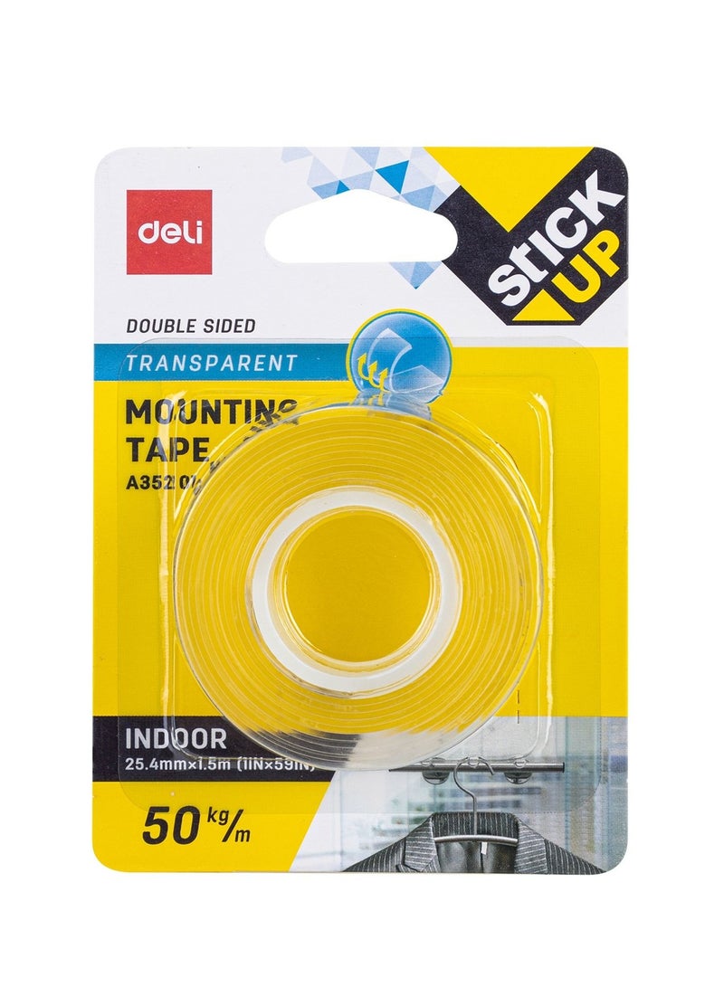 Deli 2-Piece Clear Mounting Tape Double Sided 1 Inch Width - Image 4