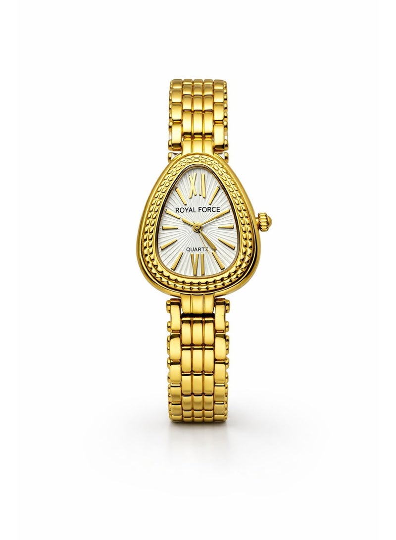 Royal Force BELLORA RF014L Women’s Luxury Gold Analog Watch Stainless Steel Bracelet Elegant Oval Dial Ladies Wrist Watch - Image 1
