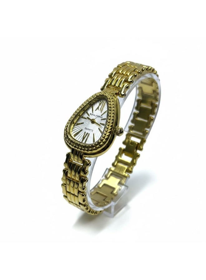 Royal Force BELLORA RF014L Women’s Luxury Gold Analog Watch Stainless Steel Bracelet Elegant Oval Dial Ladies Wrist Watch - Image 3