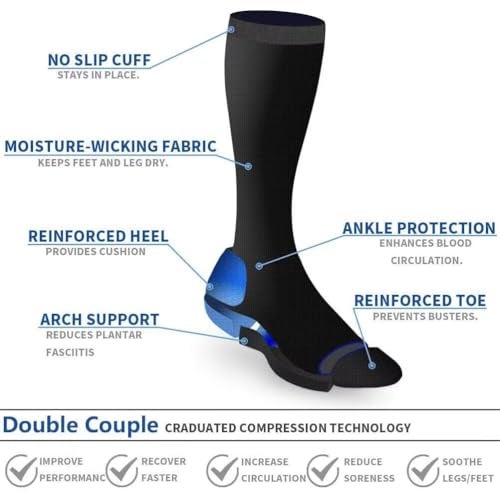 Double Couple 8 Pairs Compression Socks Men Women Knee High Compression Stockings for Sports Support Socks - Image 4