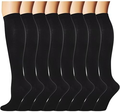 Double Couple 8 Pairs Compression Socks Men Women Knee High Compression Stockings for Sports Support Socks - Image 2