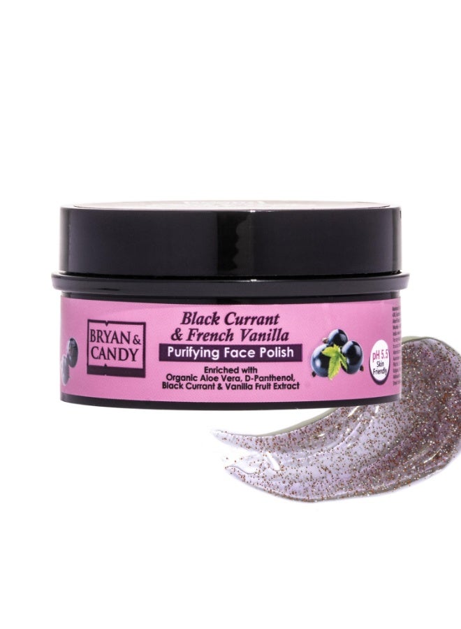 BRYAN & CANDY Black Currant & French Vanilla Purifying Face Polish, Gentle Exfoliating Scrub, All Skin Types, Paraben-Free, Natural Microbeads, 100g - Image 1