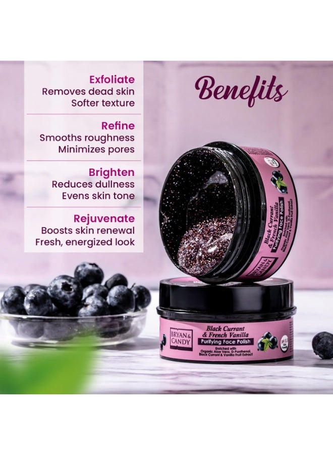 BRYAN & CANDY Black Currant & French Vanilla Purifying Face Polish, Gentle Exfoliating Scrub, All Skin Types, Paraben-Free, Natural Microbeads, 100g - Image 3