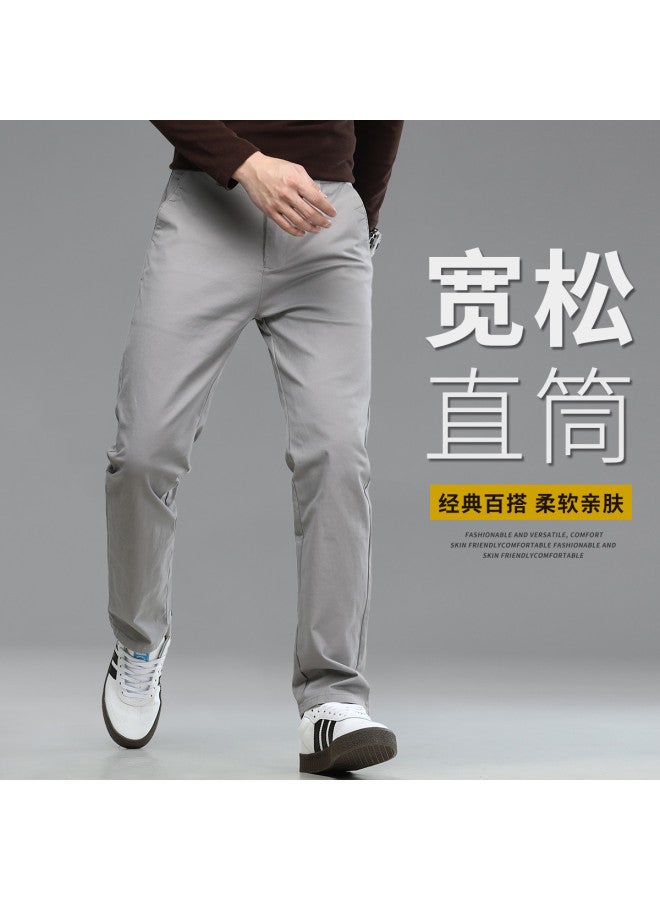FOLUNSI men's Solid Color Versatile Pants Smooth Straight-leg Trousers Minimalist Casual Men's Trousers - Image 2