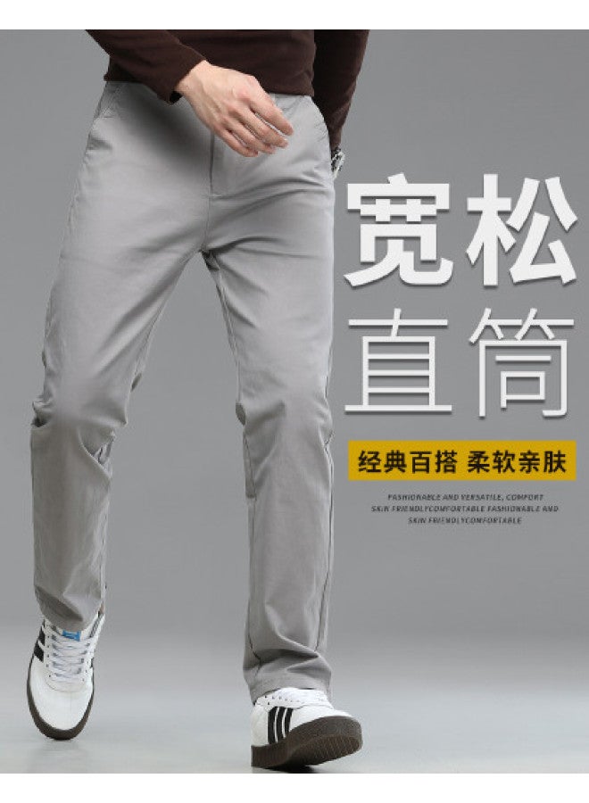 FOLUNSI men's Solid Color Versatile Pants Smooth Straight-leg Trousers Minimalist Casual Men's Trousers - Image 1