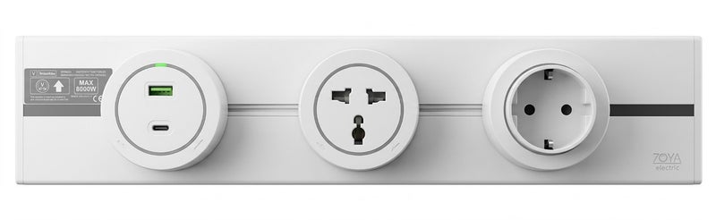 عود تراك سوكت ابيض40 سم مع بريزة سوكيت انجليزي وبريزة سوكيت مجوفة ومدخل سوكيت type-c و usb