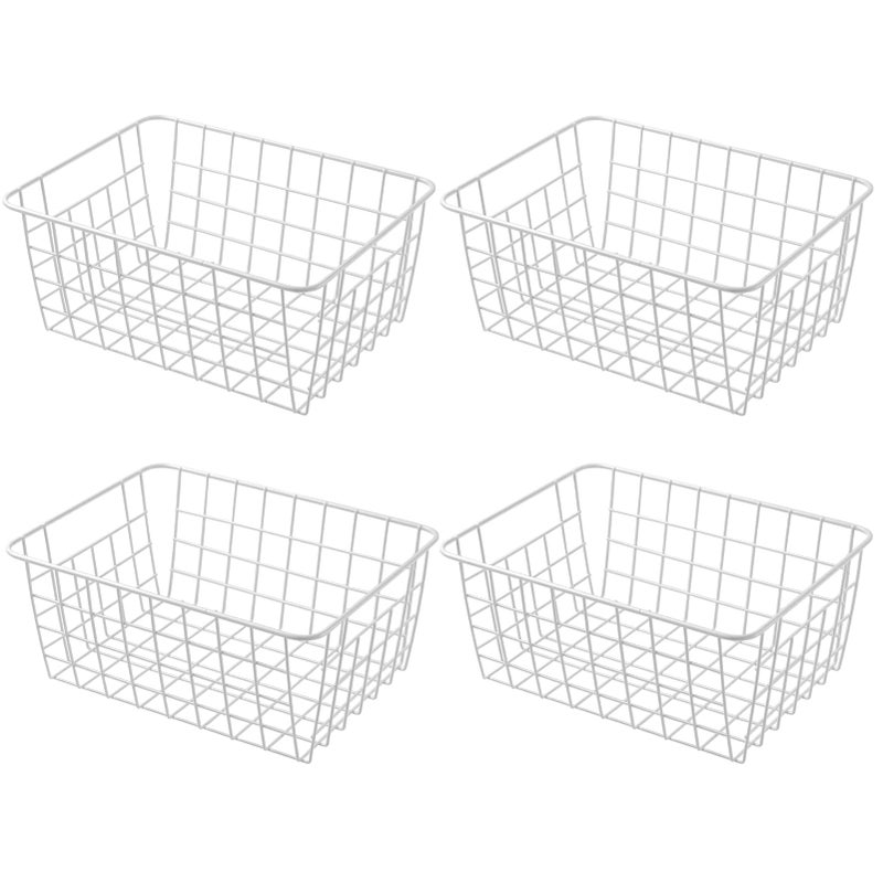 Brightalk 11" Upright Freezer Storage Baskets, White Wire Storage Bins Small Bakset for Freezer, Pantry, Bathroom Organizing, Set of 4 - Image 1