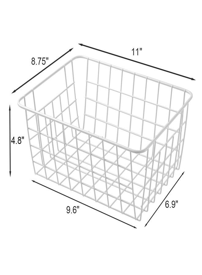 Brightalk 11" Upright Freezer Storage Baskets, White Wire Storage Bins Small Bakset for Freezer, Pantry, Bathroom Organizing, Set of 4 - Image 2
