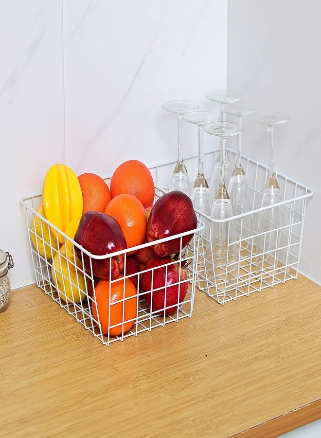 Brightalk 11" Upright Freezer Storage Baskets, White Wire Storage Bins Small Bakset for Freezer, Pantry, Bathroom Organizing, Set of 4 - Image 5