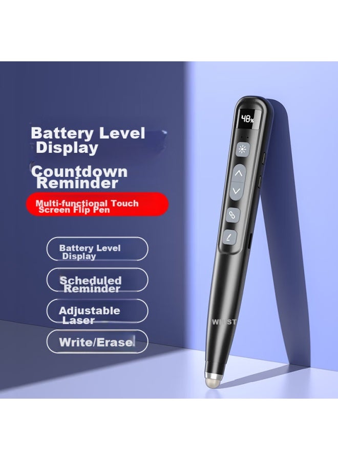 Whist F63 Black Page-turning Pen For Teachers, Ppt Presenter, Electronic Whiteboard Touchscreen Writing, Rechargeable Projector Pen, Red Laser Pointer, Teaching Pointer, Countdown Timer, Multifunctional Remote Control Pen - Image 1