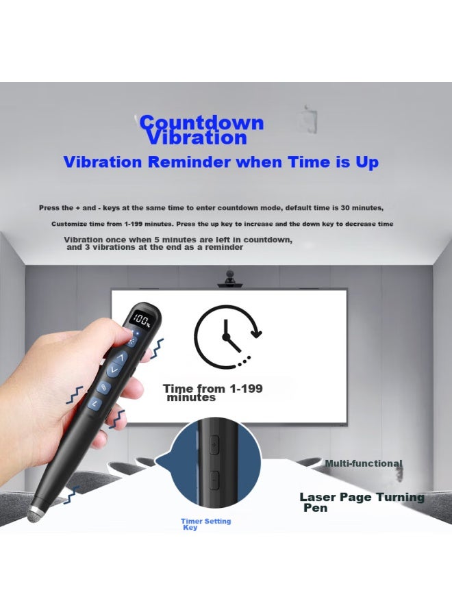 Whist F63 Black Page-turning Pen For Teachers, Ppt Presenter, Electronic Whiteboard Touchscreen Writing, Rechargeable Projector Pen, Red Laser Pointer, Teaching Pointer, Countdown Timer, Multifunctional Remote Control Pen - Image 5