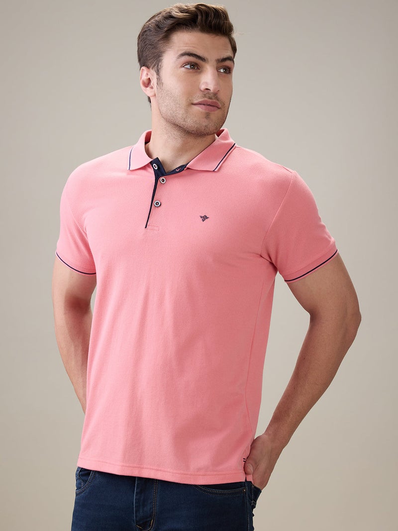 شعار العلامة التجارية السوليد تيشيرت بولو عادي القياس من نوع كورال - Image 2