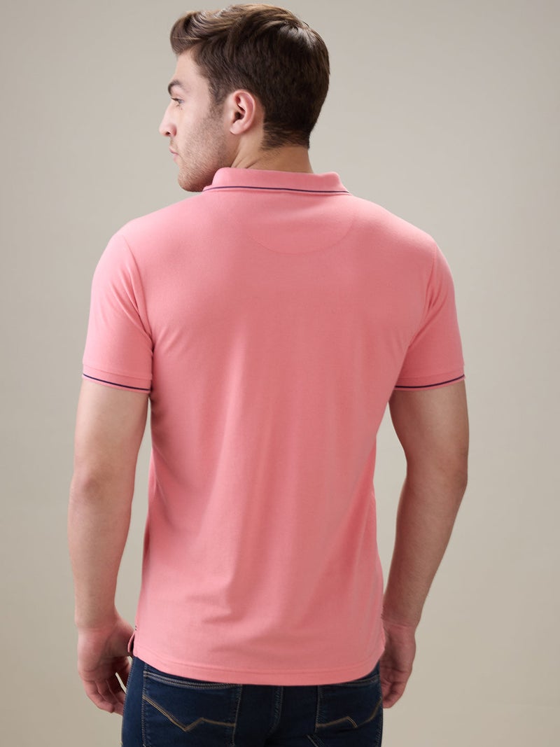 شعار العلامة التجارية السوليد تيشيرت بولو عادي القياس من نوع كورال - Image 3