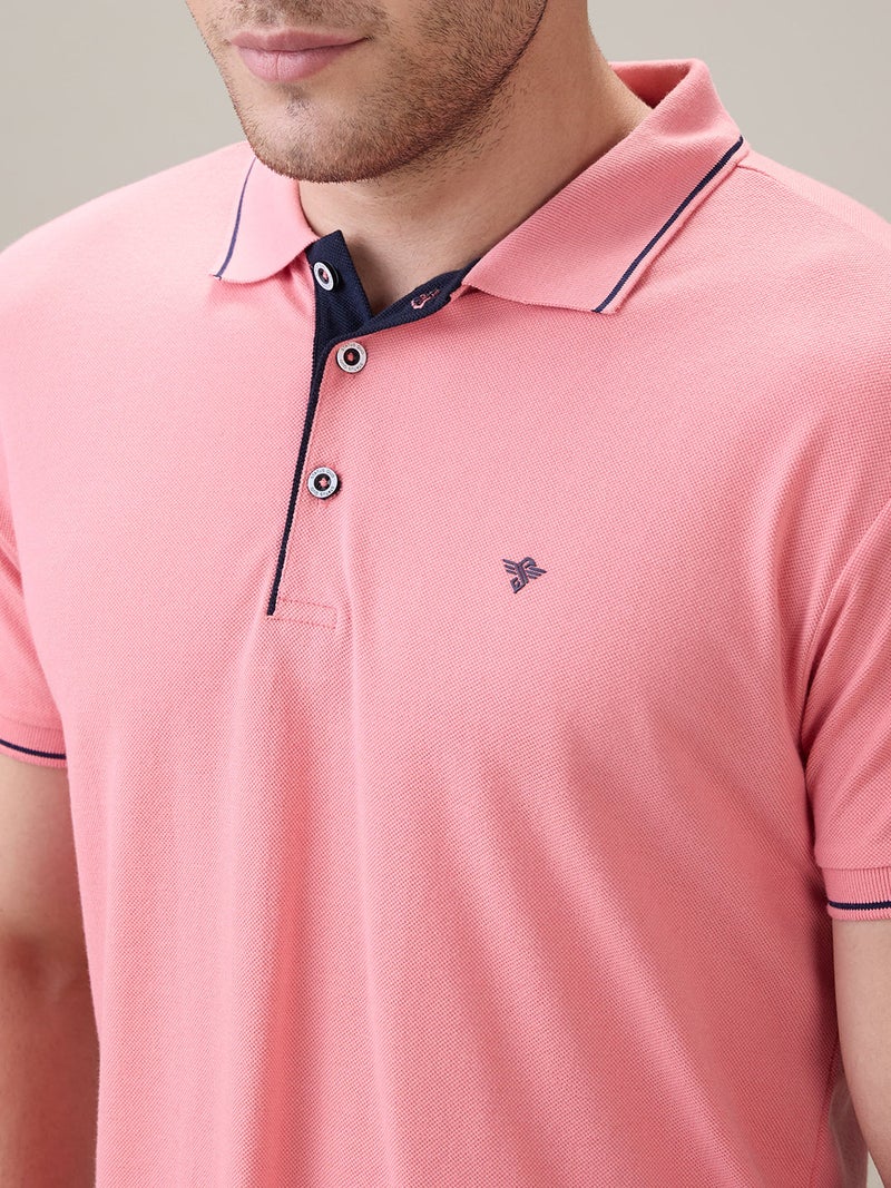 شعار العلامة التجارية السوليد تيشيرت بولو عادي القياس من نوع كورال - Image 4