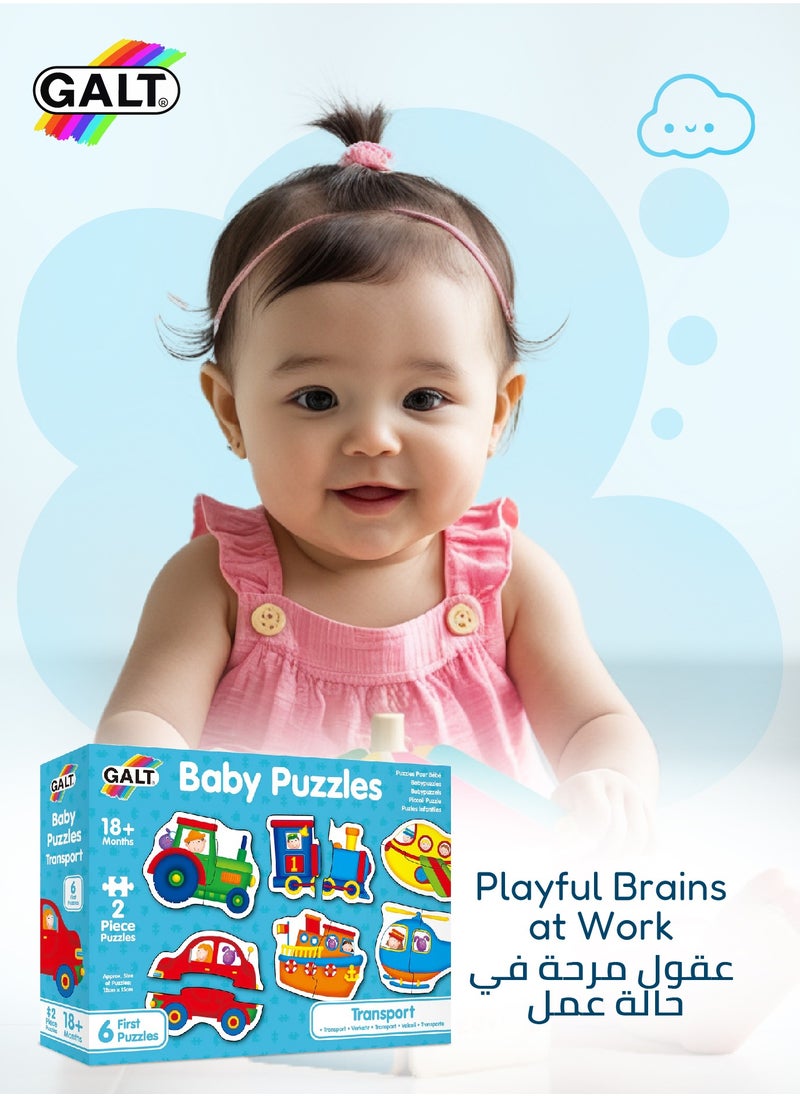 Galt Toys - Baby Puzzle - Transport | 6-Piece Toddler Puzzle Set | Chunky 2-Piece Puzzles | 18+ Months | Fun Transport-Themed Puzzle | Promotes Problem-Solving Skills | 23 x 5.2 x 17cm - Image 1