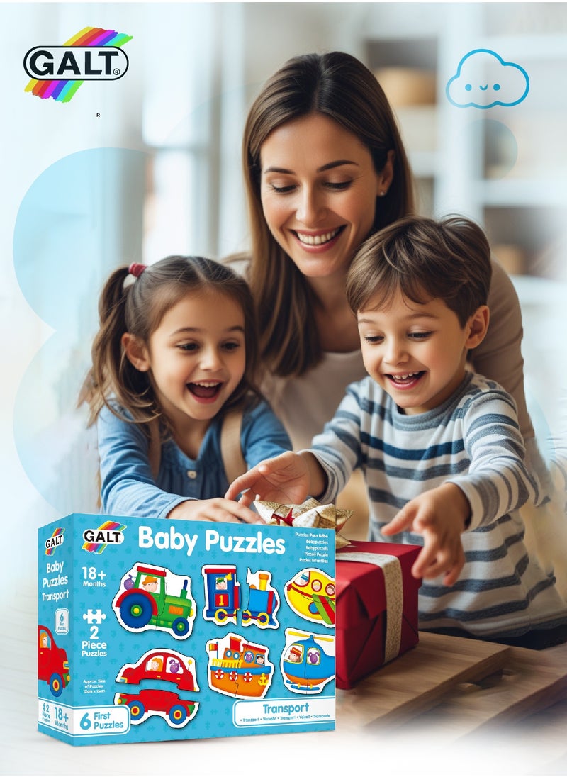 Galt Toys - Baby Puzzle - Transport | 6-Piece Toddler Puzzle Set | Chunky 2-Piece Puzzles | 18+ Months | Fun Transport-Themed Puzzle | Promotes Problem-Solving Skills | 23 x 5.2 x 17cm - Image 1
