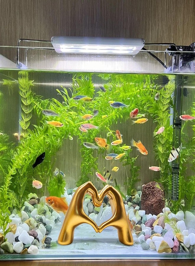 Oooct Fish Tank Heart Hands Sculpture Decor, Small Gold Resin Betta Fish Tank Ornament, Tank Aquarium Terrarium Decorative Accessories 2.8″ H - Image 4