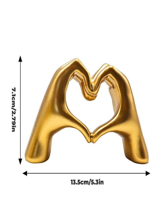 Oooct Fish Tank Heart Hands Sculpture Decor, Small Gold Resin Betta Fish Tank Ornament, Tank Aquarium Terrarium Decorative Accessories 2.8″ H - Image 3