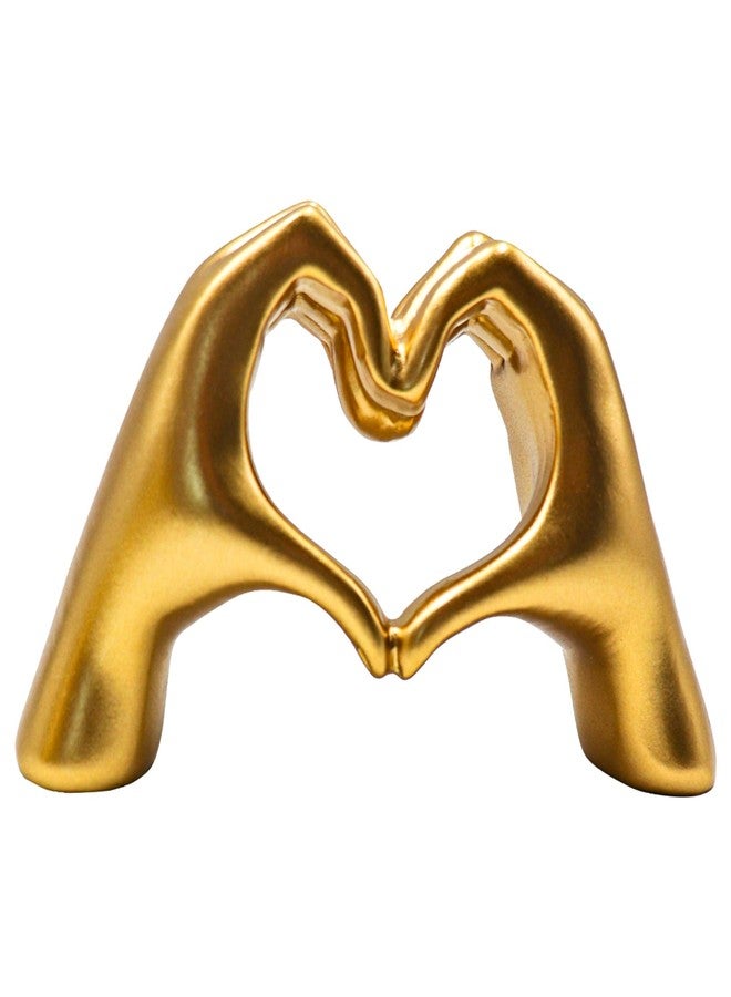 Oooct Fish Tank Heart Hands Sculpture Decor, Small Gold Resin Betta Fish Tank Ornament, Tank Aquarium Terrarium Decorative Accessories 2.8″ H - Image 2