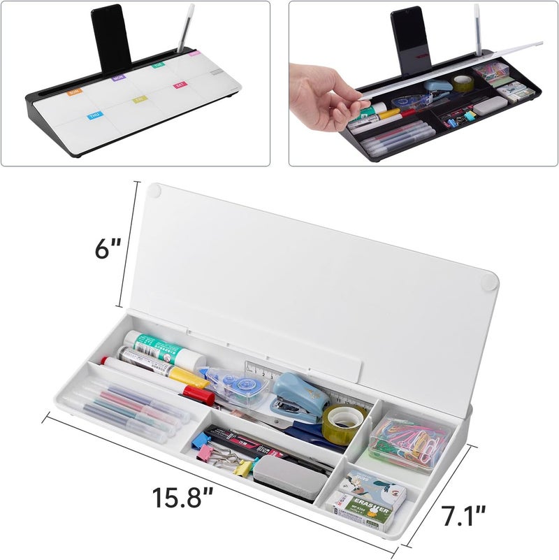 TSJ OFFICE Whiteboard Weekly Dry-Erase-Board - Desktop White Board Calendar Desk Organizers with Accessories Computer Keyboard Stand with Drawer, for Office, Home, School Supplies - Image 4