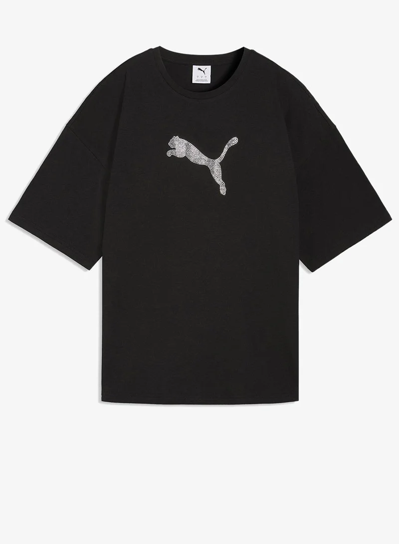 بوما تيشيرت ليون لوكس كبير الحجم برسومات أساسية