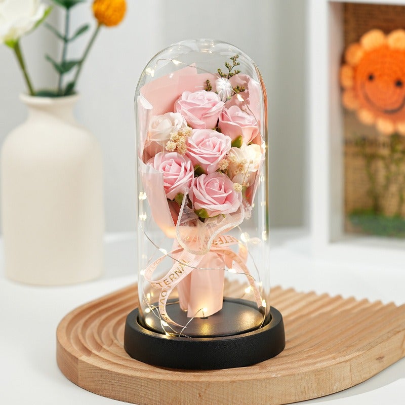 Rose Flower Lamp in Glass Dome with Preserved Flowers - Valentine's Day Gift for Couples, Teacher Appreciation, Home Decor - Image 5