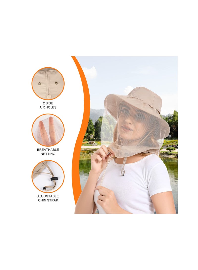 واي آند دي Head Net Hat for Women and Men Sun Protection Bucket Fishing with Hidden Netting Mesh Outdoor Beekeeping - Image 4