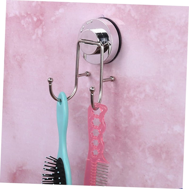 Stainless Steel Suction Cup Towel Rack Double Hooks No Drilling for Bathroom Kitchen - Image 5