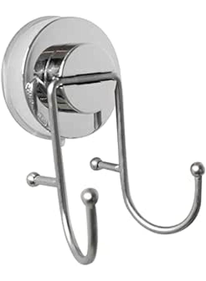 Stainless Steel Suction Cup Towel Rack Double Hooks No Drilling for Bathroom Kitchen - Image 1