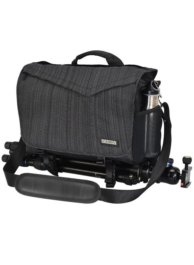 Caden DSLR/SLR Camera Shoulder Bag with 14inch Laptop Compartment, Camera Messenger Bag with Tripod Holder Rain Cover Waterproof, Compatible for Canon Nikon Sony Mirrorless Cameras Black - Image 1