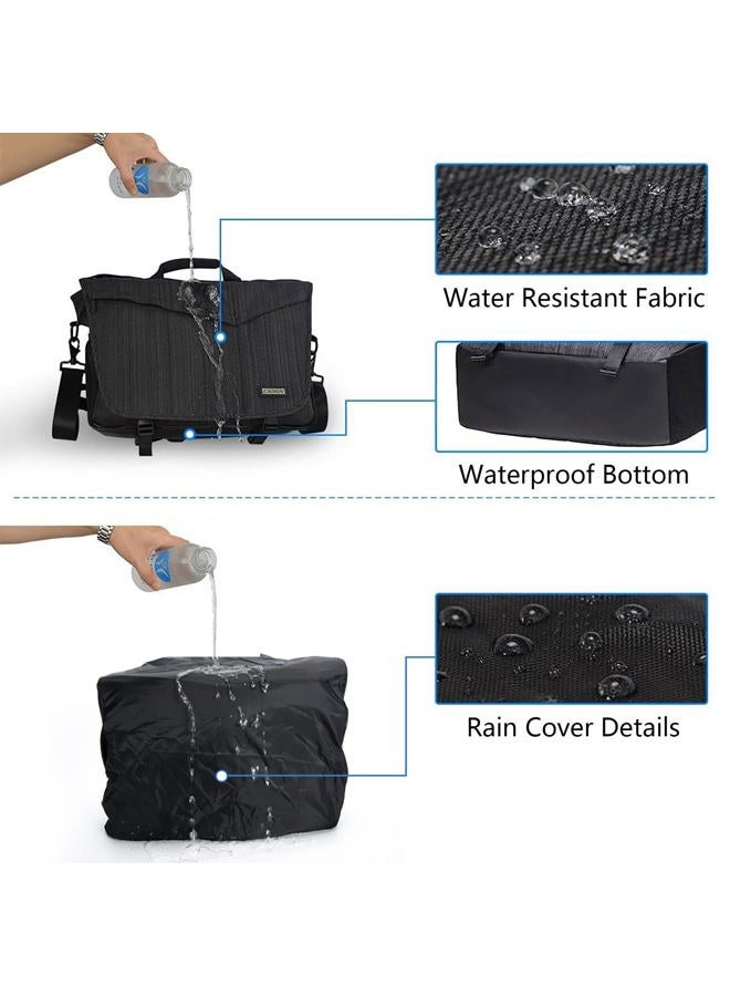 Caden DSLR/SLR Camera Shoulder Bag with 14inch Laptop Compartment, Camera Messenger Bag with Tripod Holder Rain Cover Waterproof, Compatible for Canon Nikon Sony Mirrorless Cameras Black - Image 5