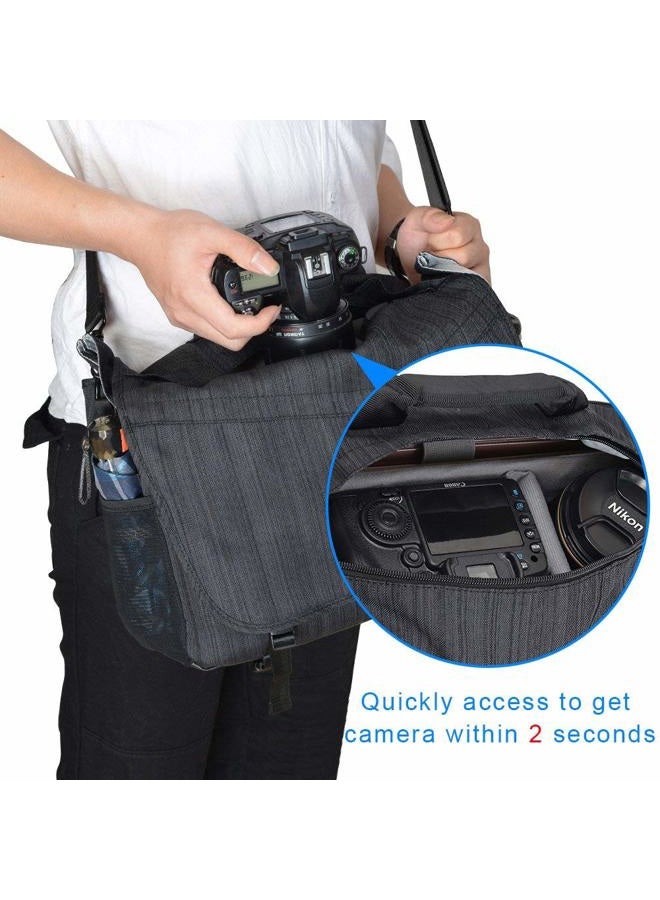 Caden DSLR/SLR Camera Shoulder Bag with 14inch Laptop Compartment, Camera Messenger Bag with Tripod Holder Rain Cover Waterproof, Compatible for Canon Nikon Sony Mirrorless Cameras Black - Image 4