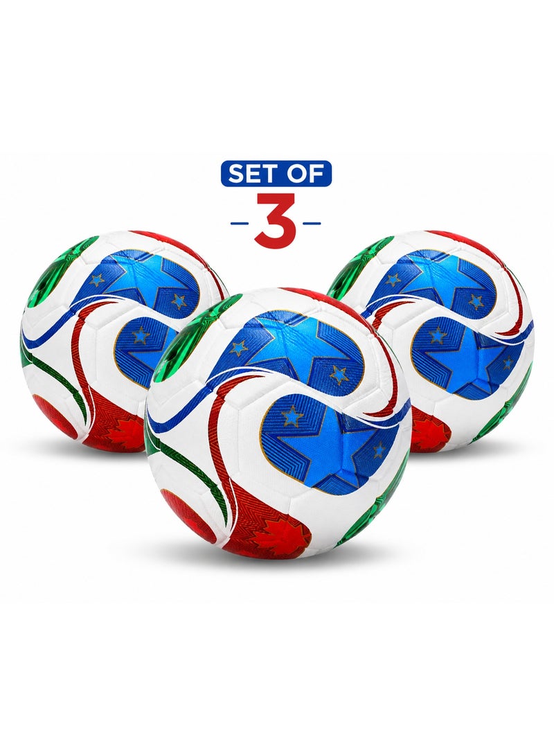 Pakistani 3 Pcs of 2026 World Cup Soccer Ball Trionda | Premium Football for Training & Matches | Durable Outdoor Sports Ball for Kids & Adults - Image 1