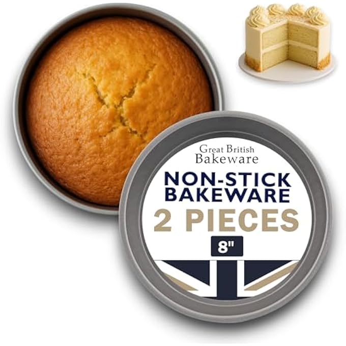 Chabrias Ltd 2X 8 20Cm Birthday Victoria Sandwich Cake Tin Non Stick Fixed Base Made In England Grey Gbb0506142 - Image 1