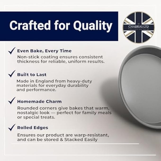Chabrias Ltd 2X 8 20Cm Birthday Victoria Sandwich Cake Tin Non Stick Fixed Base Made In England Grey Gbb0506142 - Image 5