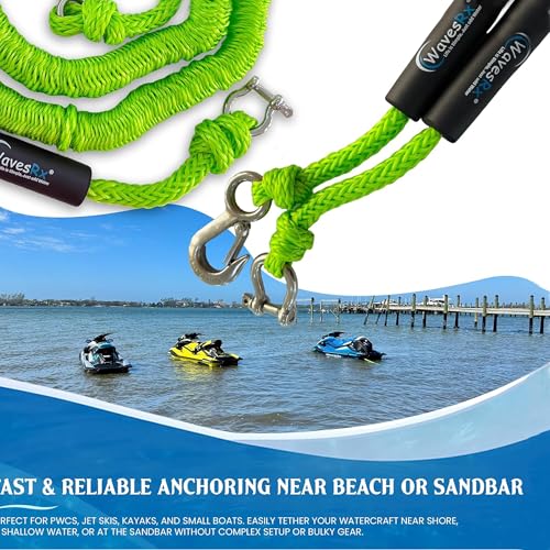 WAVESRX AnchorMate Bungee Line 7-25 ft | Anchoring Bungee Ropes for Boats, PWCs & Kayaks | Absorbs Shocks from Swells & Wind, Prevents Anchor Dislodging | Great for Mooring and Tethering Your Boat or Jet Ski - Image 2