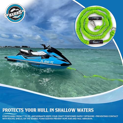WAVESRX AnchorMate Bungee Line 7-25 ft | Anchoring Bungee Ropes for Boats, PWCs & Kayaks | Absorbs Shocks from Swells & Wind, Prevents Anchor Dislodging | Great for Mooring and Tethering Your Boat or Jet Ski - Image 4