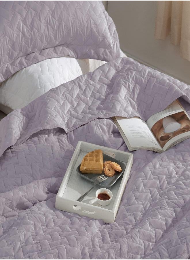 Bedsure - Bedsure Queen Quilt Bedding Set - Lightweight Summer Quilt Full/Queen - Raindrops Purple Bedspreads Queen Size - Bedding Coverlets for All Seasons (Includes 1 Quilt, 2 Shams) - Image 1