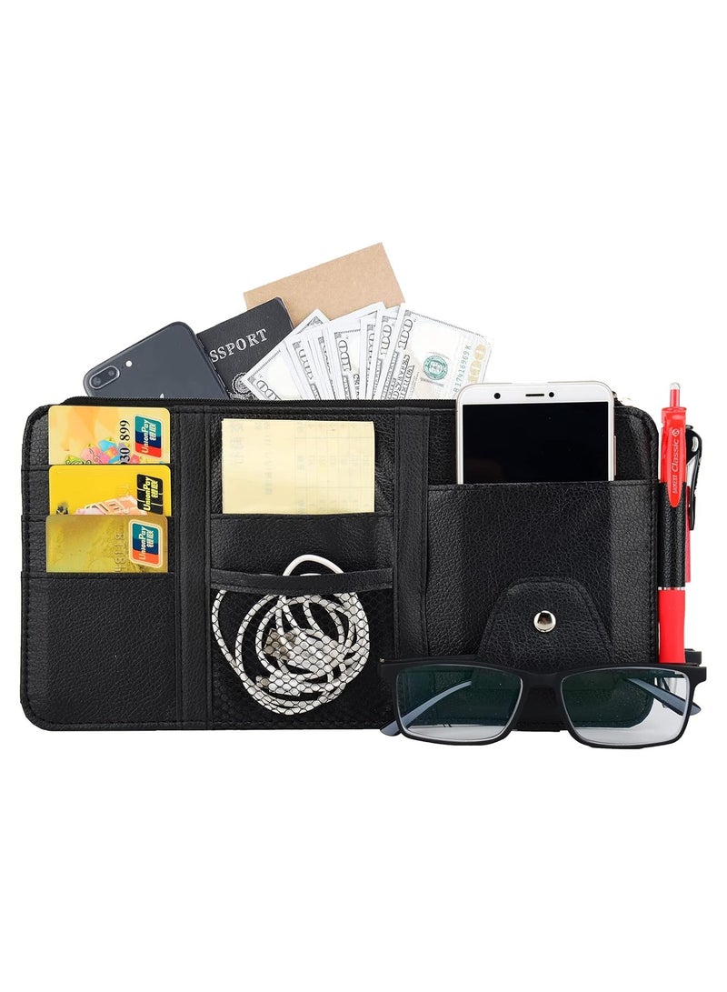 Generic Car Glasses Holder, Car Visor Sunglass Holder, Car Sun Visor Organizer, for Cards Pens Sunglasses Holders - Image 2