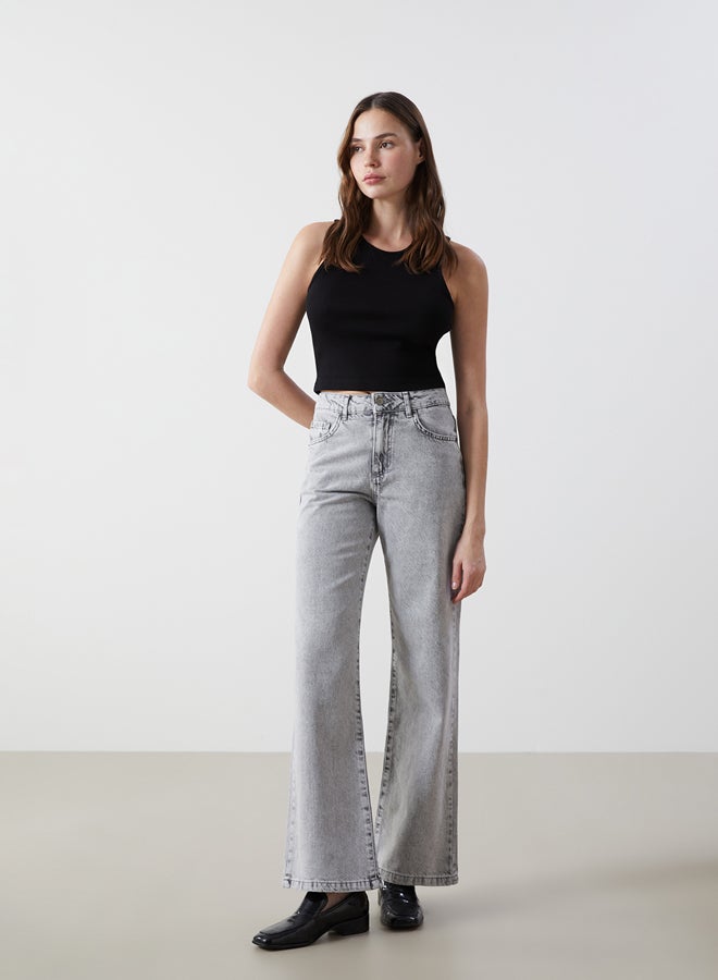 LC WAIKIKI Crew Neck Textured Women's Crop  - Image 2