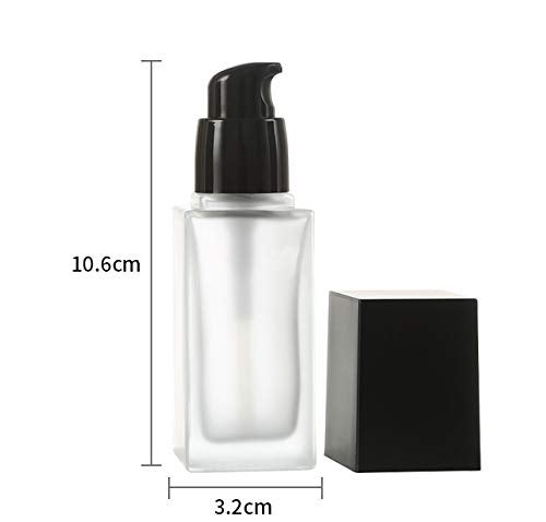 Furnido 2 Pack 30ml/1 Oz clear Glass Foundation Bottle,Empty Refillable Square Lotion Bottle With Press Pump for Lotion Liquid Body Cream Cosmetic Travel Foundation Samples Vials-Pipette&Funnel Included - Image 5