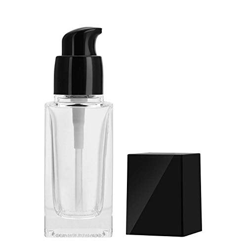 Furnido 2 Pack 30ml/1 Oz clear Glass Foundation Bottle,Empty Refillable Square Lotion Bottle With Press Pump for Lotion Liquid Body Cream Cosmetic Travel Foundation Samples Vials-Pipette&Funnel Included - Image 2