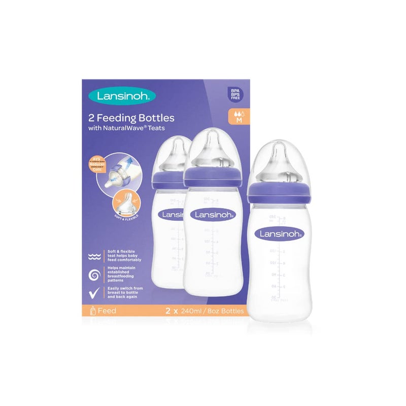 Lansinoh زجاجة رضاعة Lansinoh Momma مع حلمة NaturalWave بسعة 240 مل عبوة من 2 - Image 2
