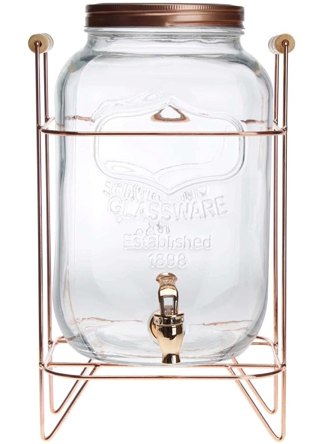 Home Kraft Homekraft Glass Beverage Dispenser With Stand Beer Dispenser With Tap And Air Tight Lid Cocktail Barrel With Water Faucet Cold Water Pitcher For Detox Water Lemonade - 8 Litre  - Image 1