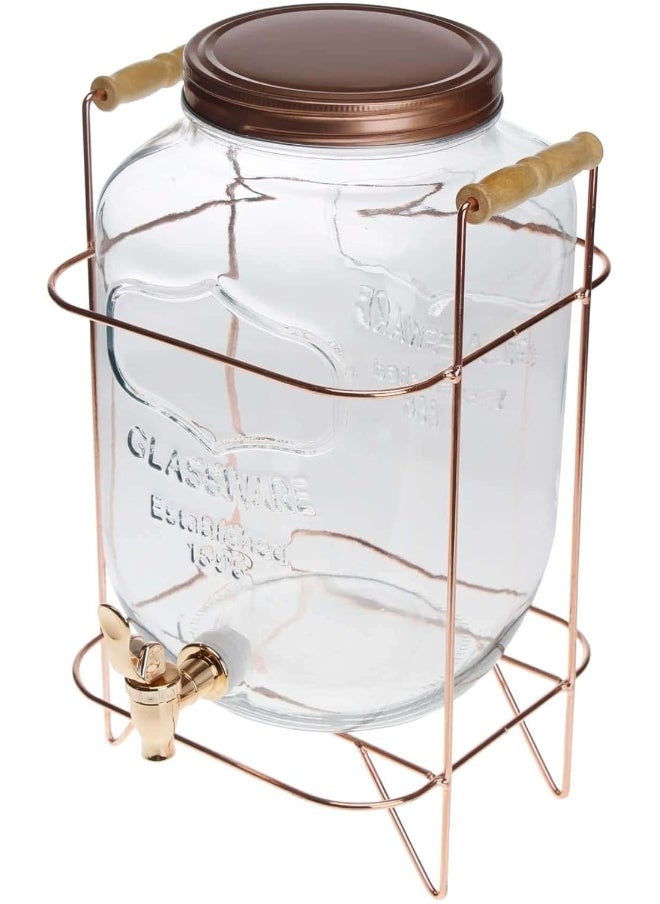 Home Kraft Homekraft Glass Beverage Dispenser With Stand Beer Dispenser With Tap And Air Tight Lid Cocktail Barrel With Water Faucet Cold Water Pitcher For Detox Water Lemonade - 8 Litre  - Image 4