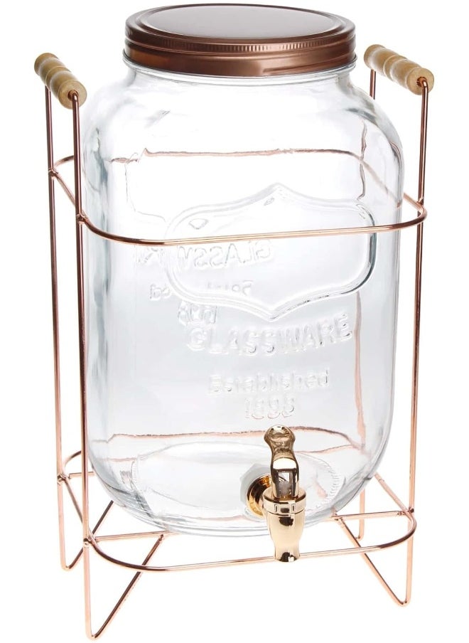 Home Kraft Homekraft Glass Beverage Dispenser With Stand Beer Dispenser With Tap And Air Tight Lid Cocktail Barrel With Water Faucet Cold Water Pitcher For Detox Water Lemonade - 8 Litre  - Image 5
