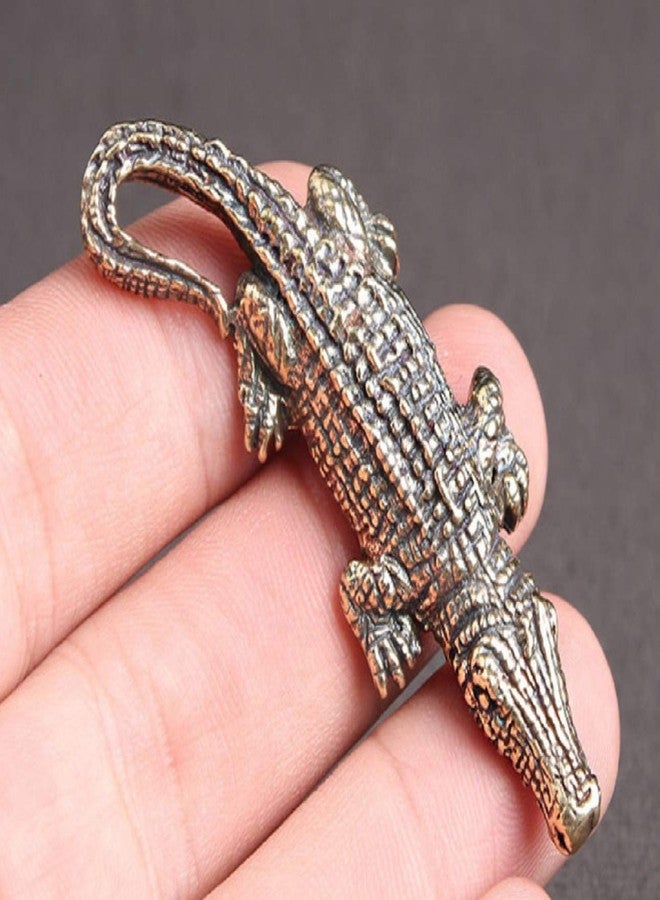 DMtse Chinese Brass Crocodile Decor Statue Figurines for Animal Sculpture Lucky for Collectibles Gift - Image 2