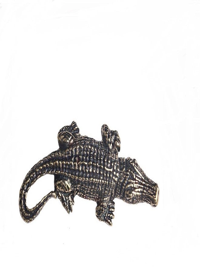 DMtse Chinese Brass Crocodile Decor Statue Figurines for Animal Sculpture Lucky for Collectibles Gift - Image 1