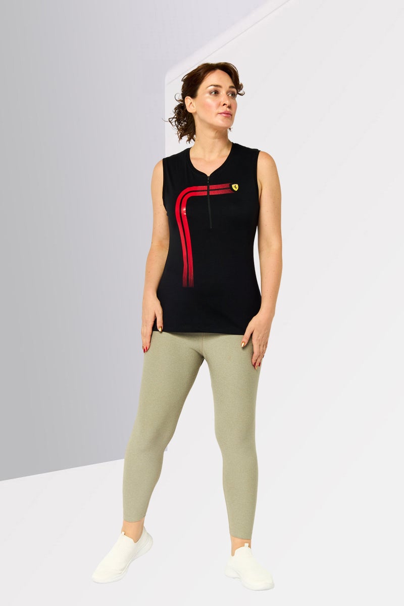 Scuderia Ferrari Women Sportswesr Fit Sleeveless Training  Top, Black  - Image 2