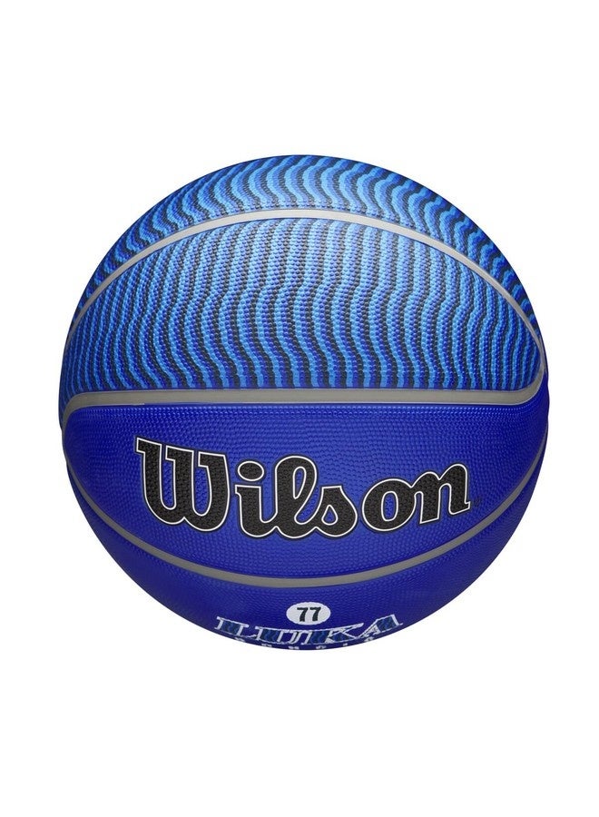 ويلسون كرة سلة ويلسون NBA Player Icon Outdoor Basketball - لوكا - مقاس 7 للأعمار من 12 سنة فما فوق والبالغين - أزرق/أبيض، معدات رياضية فاخرة - Image 5